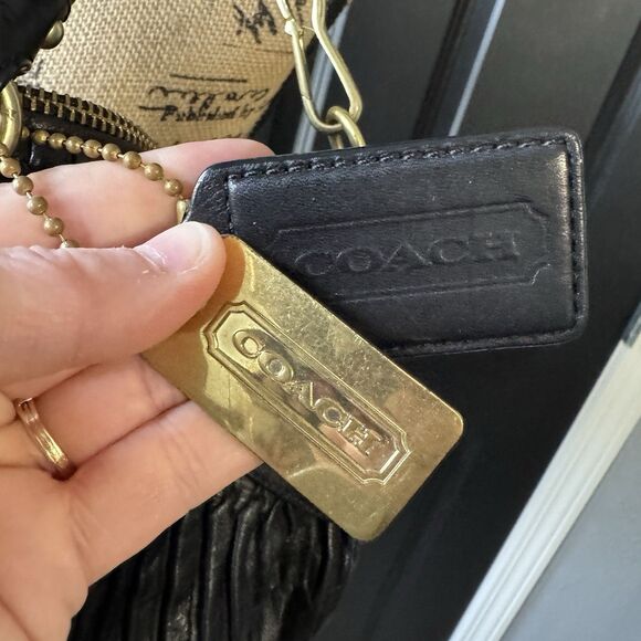 Coach Sophia Black Gathered Leather Handbag Purse Excellent Condition Used - Picture 3 of 13